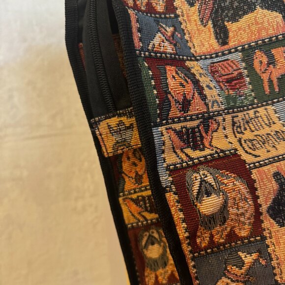 Scottie Tapestry Rolling Travel Collapsible Bag on Wheels Vtg Portable Travel To - Picture 12 of 16